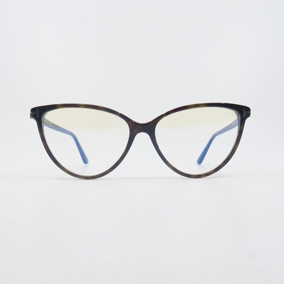 Tom Ford TF5743-B 052 57mm Tortoise Blue Block Lenses Cat Eye New